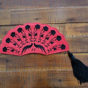 Lulu Guinness Red Fan Evening Clutch